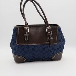 Coach Signature Jacquard Hampton Satchel Handbag Black Canvas F11220 Lux…​